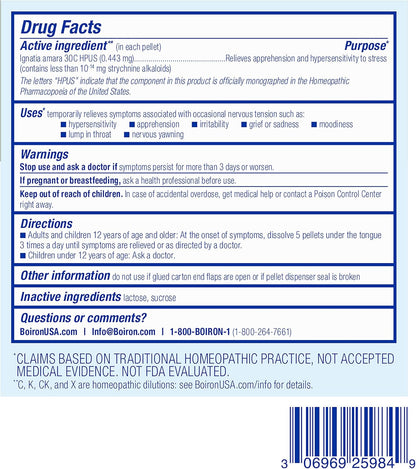 Boiron Ignatia Amara 30C Homeopathic Medicine for Relief from Emotional Stress, Hypersensitivity, Irritability, and Moodiness - 3 Count (240 Pellets) - Nirvana Guru