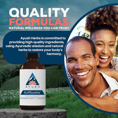 Ayush Herbs KuffSoothe - Bronchial Wellness Syrup, Bronchial Support Supplement, Natural Cough Syrup to Sooth Sore Throat, Sinus & Immune Health Formula with Ginger & Honey - 8 Fl Oz (1 Count) Nirvana Guru