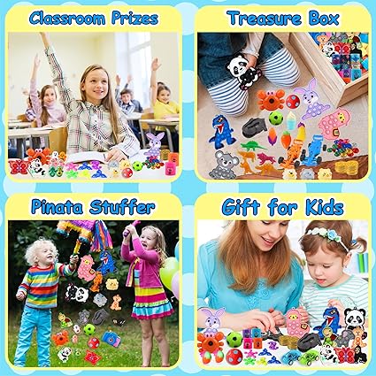 Kiss Monkey 640 PCS Prize Treasure Box Toys for Classroom, Party Favors for Kids, Fidget Toys Bulk, Goodie Bags Stuffers for Kids, Birthday Gifts, Pinata Stuffers, Carnival Prizes Nirvana Guru