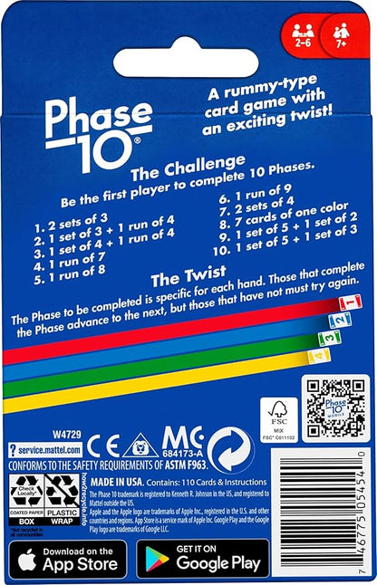 Mattel Games Phase 10 Card Game with 108 Cards, Makes a Great Gift for Kids, Family or Adult Game Night, Ages 7 Years and Older nirvanaguru