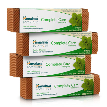 Himalaya Botanique Complete Care Toothpaste, Variety Pack - Fluoride Free Toothpaste for Clean Teeth & Fresh Breath - Vegan, Gluten Free, No Artificial Flavors, 5.29 oz (Pack of 4) - Nirvana Guru