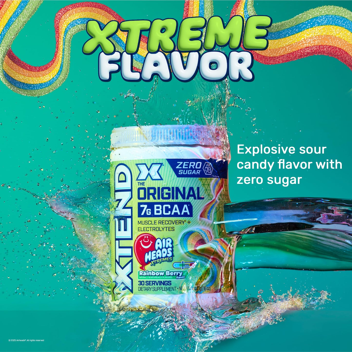 Original BCAA Powder Airheads Candy Flavor, 7g BCAA and 2.5g L-Glutamine, Sugar Free Post Workout Muscle Recovery Drink with Amino Acids for Men & Women, 30 Servings Nirvana Guru