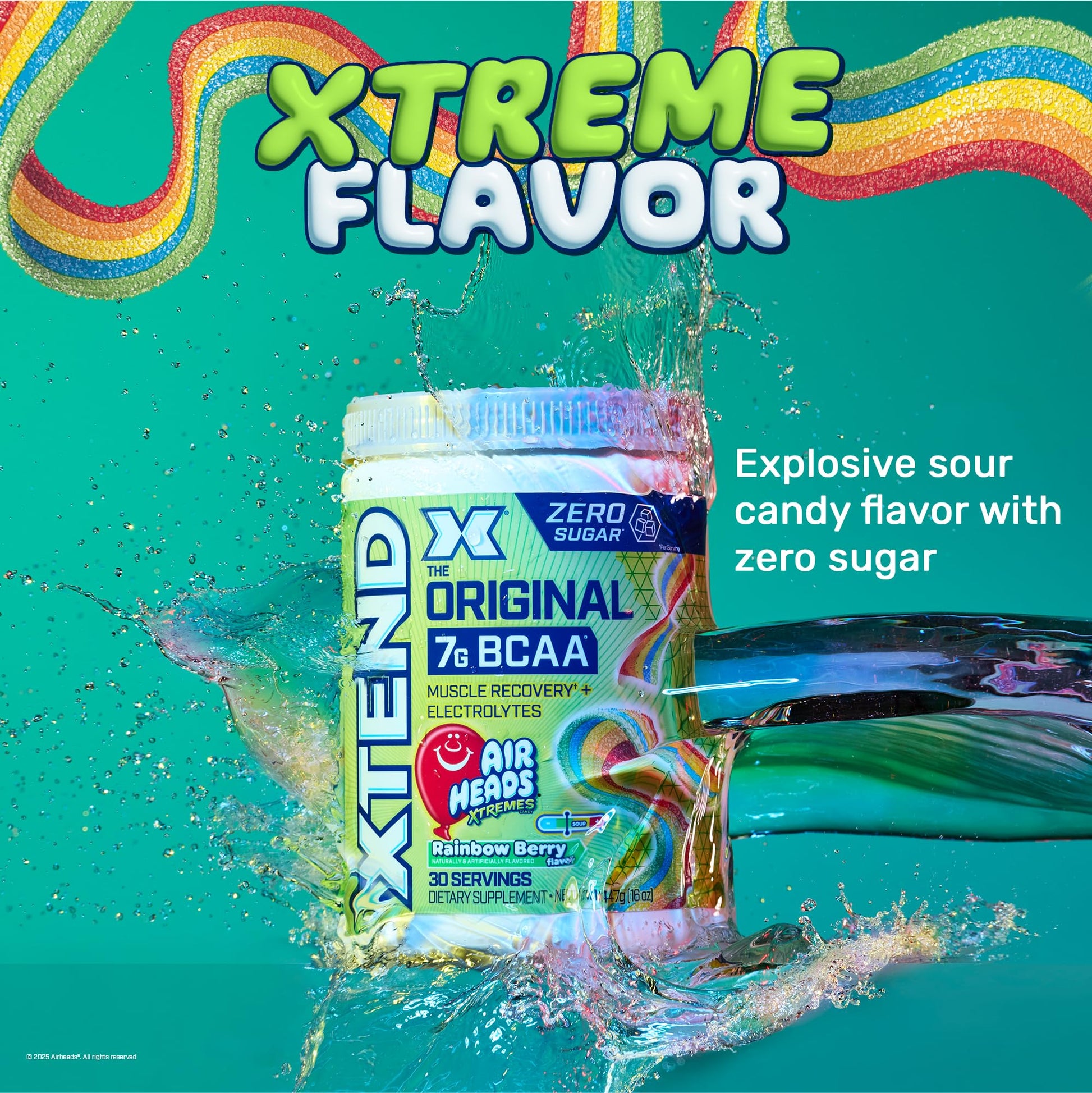 Original BCAA Powder Airheads Candy Flavor, 7g BCAA and 2.5g L-Glutamine, Sugar Free Post Workout Muscle Recovery Drink with Amino Acids for Men & Women, 30 Servings Nirvana Guru