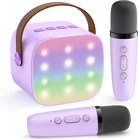 YLL Mini Karaoke Machine with 2 Wireless Microphones, TOP Kids Gifts for Girls Ages 3, 4, 5, 6, 7, 8, 9, 10, 11, 12 +Years Old, 4-12th Birthday Toy Gift for Girls Boys Party (Purple) nirvanaguru