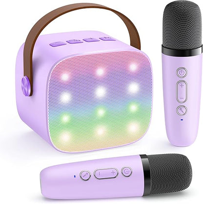 YLL Mini Karaoke Machine with 2 Wireless Microphones, TOP Kids Gifts for Girls Ages 3, 4, 5, 6, 7, 8, 9, 10, 11, 12 +Years Old, 4-12th Birthday Toy Gift for Girls Boys Party (Purple) nirvanaguru