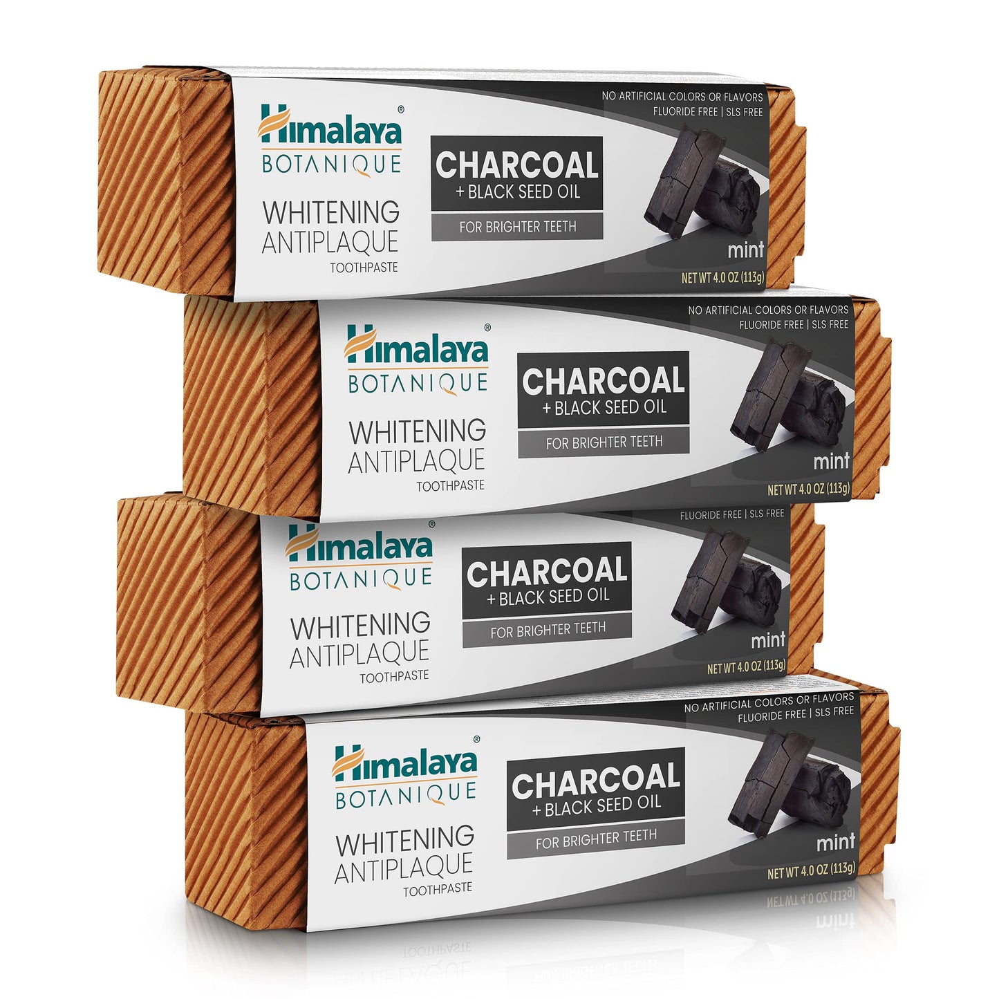 Himalaya Botanique Whitening Antiplaque Toothpaste with Charcoal + Black Seed Oil, Fluoride Free, for Whiter Teeth, 4 oz, 2 Pack… - Nirvana Guru