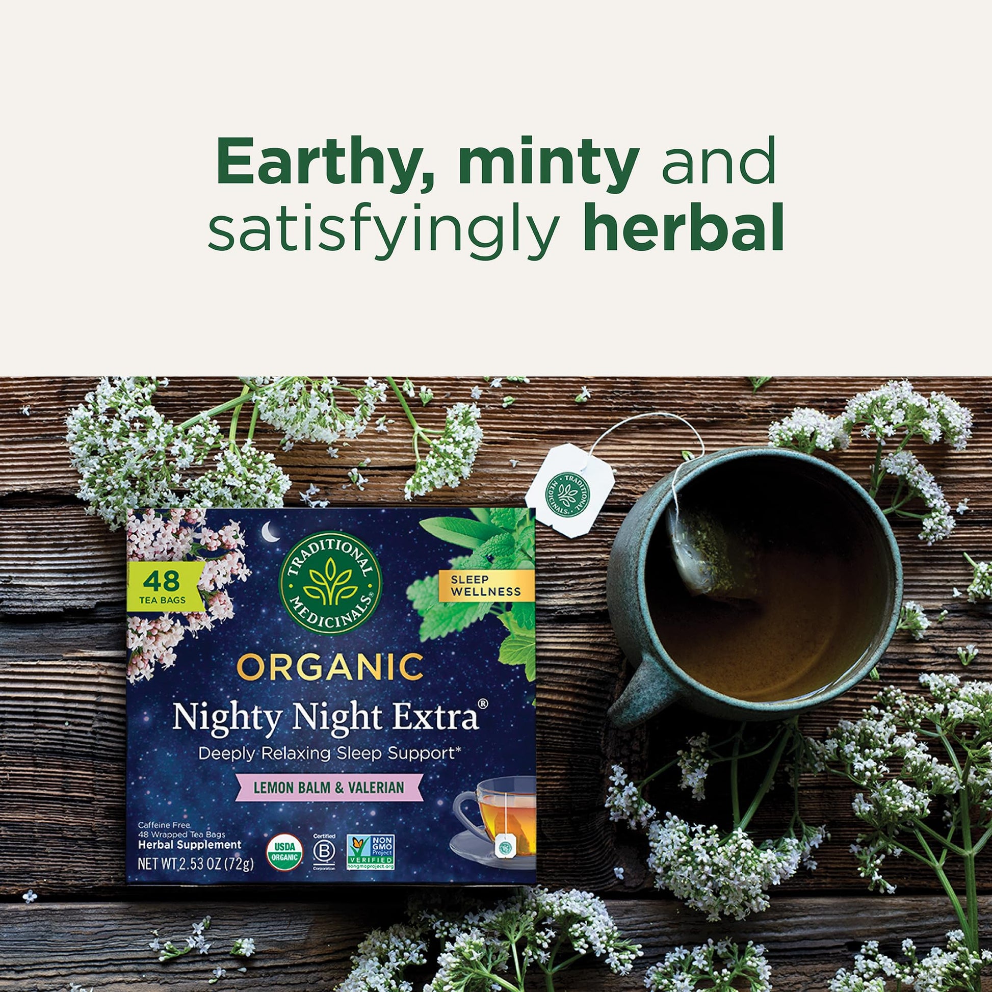 Traditional Medicinals Organic Nighty Night Extra Tea With Valerian Root for Relaxation, 16 Tea Bags (Pack of 1) - Nirvana Guru