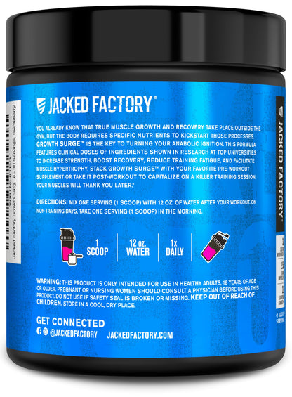 Jacked Factory Growth Surge Creatine Post Workout w/L-Carnitine - Daily Muscle Builder & Recovery Supplement with Creatine Monohydrate, Betaine, L-Carnitine L-Tartrate - 30 Servings, Swoleberry Nirvana Guru