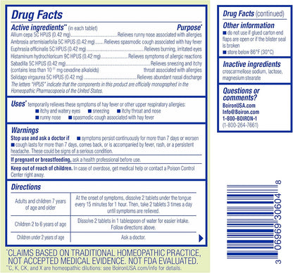 Boiron AllergyCalm Tablets for Relief from Allergy and Hay Fever Symptoms of Sneezing, Runny Nose, and Itchy Eyes or Throat - 60 Count - Nirvana Guru