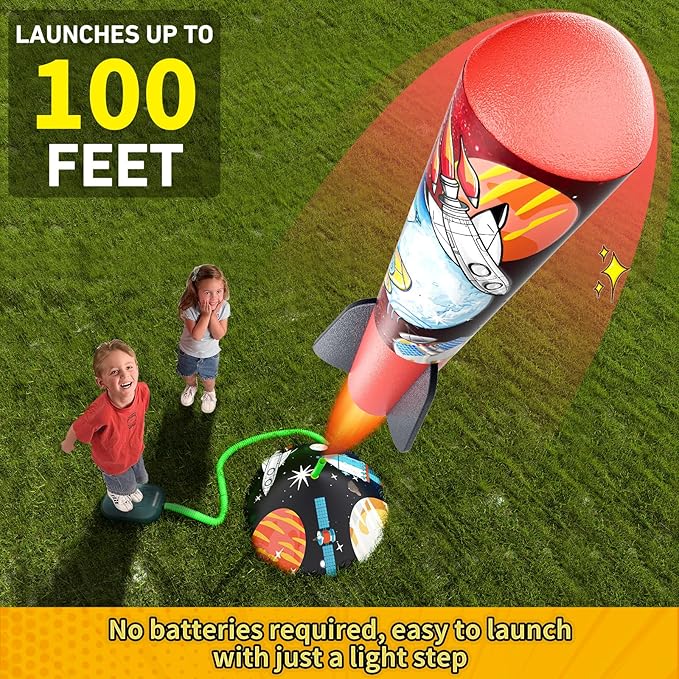 Toys Rocket Launcher for Kids - Launch up to 100 Ft, 8 Multi-Color Foam Rockets & Adjustable Launch Stand, Kids Outdoor Toys, Birthday Toys for Kids Boys Girls Age 3+ Years Old nirvanaguru