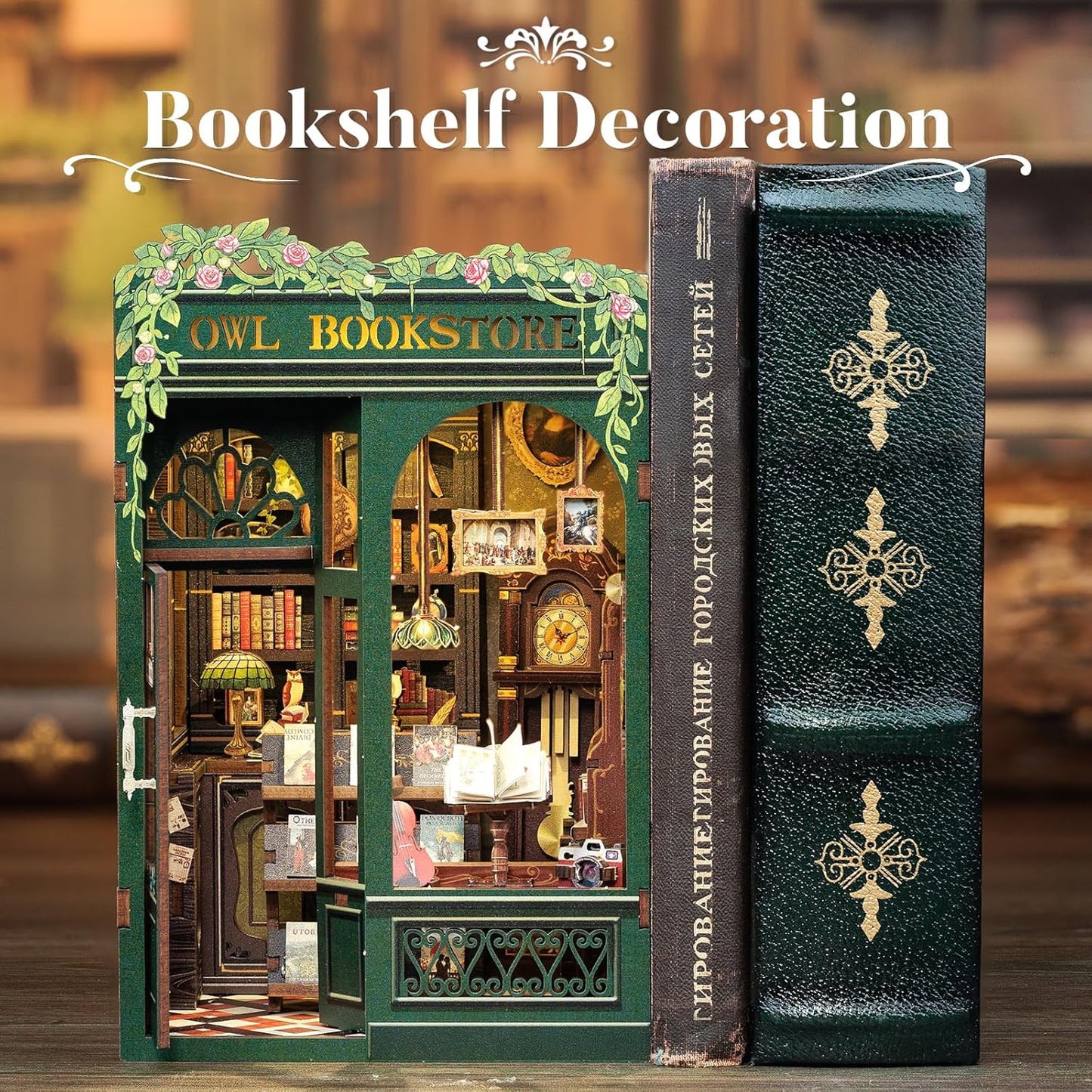CUTEBEE Book Nook Kit - DIY Miniature House Kit for Adults, Teens and Beginners, Dollhouse Booknook Library Tiny House Bookshelf Decor 3D Wooden Puzzle, Gifts for Family, Friends (Owl Bookstore) Nirvana Guru