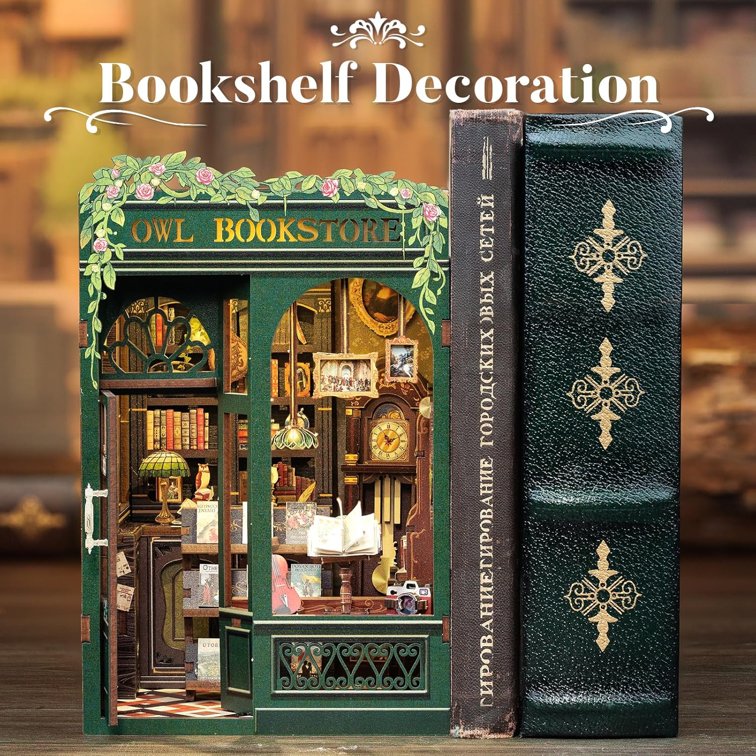 CUTEBEE Book Nook Kit - DIY Miniature House Kit for Adults, Teens and Beginners, Dollhouse Booknook Library Tiny House Bookshelf Decor 3D Wooden Puzzle, Gifts for Family, Friends (Owl Bookstore) Nirvana Guru