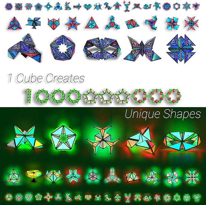 TOSY Magnet Pyramid Stone - 1 Cube Transforms into 1 Billion Shapes, 14 pcs (12 Puzzle pcs and 2 Accessories), 243 Rare Earth Magnets, Holographic Design Magnet Tiles Creative Puzzle STEM/STEAM Toy nirvanaguru