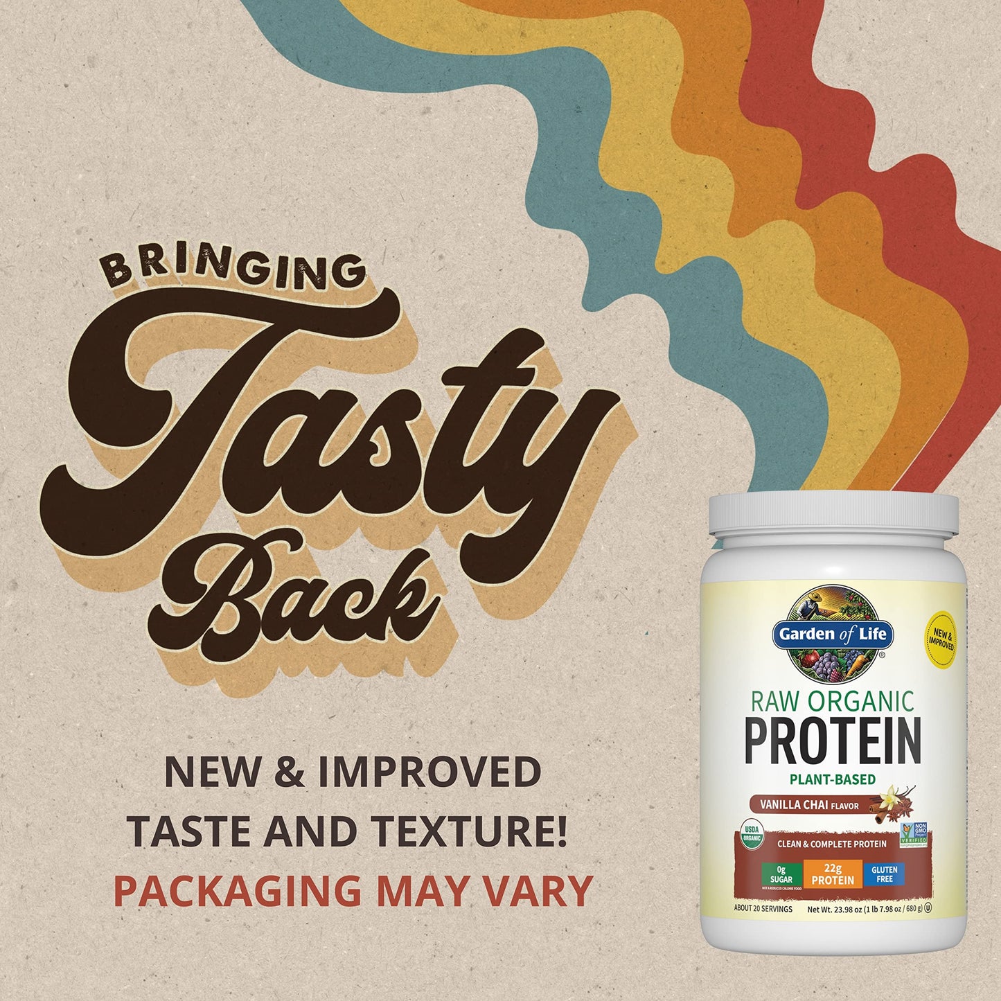 Organic Vegan Unflavored Protein Powder, Garden of Life 22g Plant Based Protein & BCAAs, Organic Protein Powder with Probiotics & Enzymes, Non-GMO, Gluten-Free Lactose Free 1.2 LB - Nirvana Guru