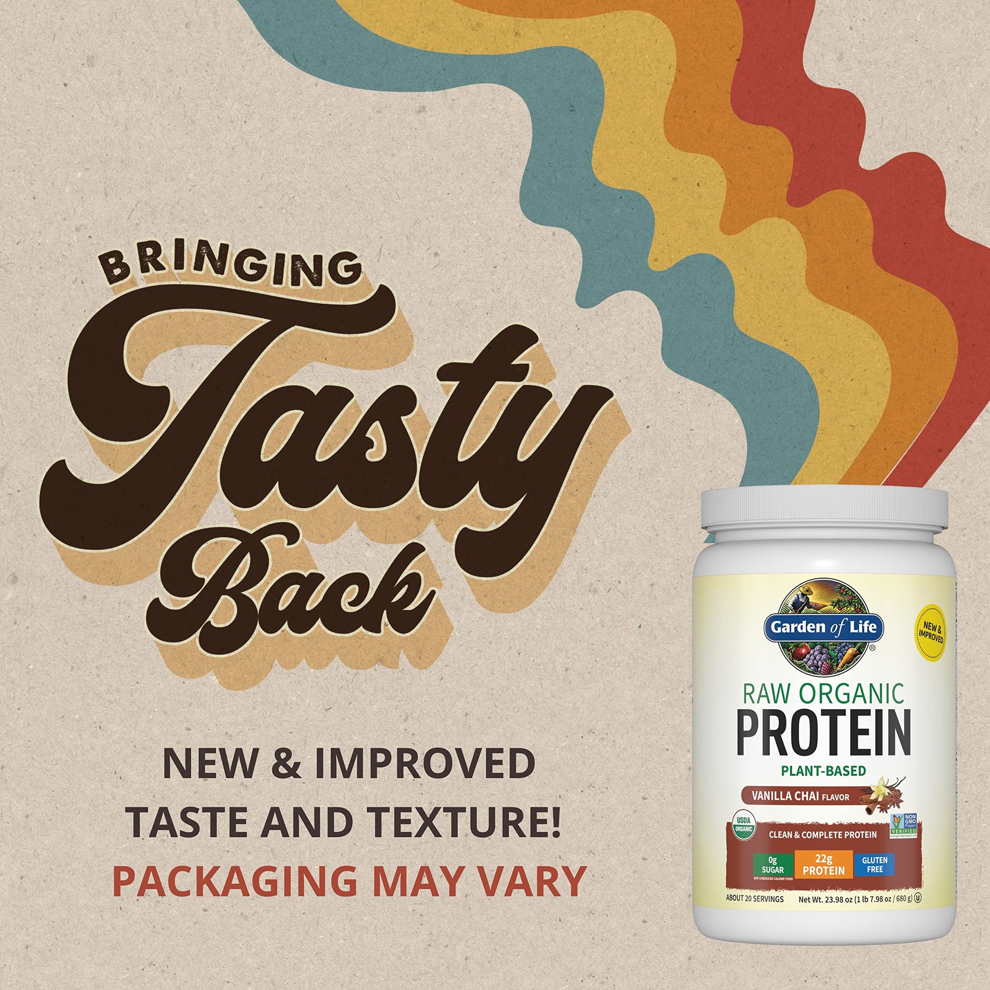 Organic Vegan Unflavored Protein Powder, Garden of Life 22g Plant Based Protein & BCAAs, Organic Protein Powder with Probiotics & Enzymes, Non-GMO, Gluten-Free Lactose Free 1.2 LB - Nirvana Guru