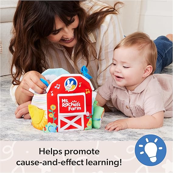Ms. Rachel Official Sensory Learning Farm, Foldable Soft Baby Book with Plush Cow, Infant Educational Toys for Babies Ages 3 Months to 18 Months nirvanaguru