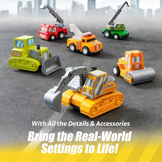 JOYIN 18 Pcs Pull Back City Cars and Trucks Toy Vehicles Set, Friction Powered Cars Toys for Toddlers, Boys, Girls’ Educational Play, Kids Stocking Stuffers, Treasure Box Gifts for Classroom nirvanaguru