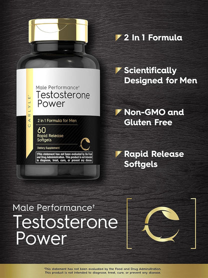 Carlyle Testosterone Supplement for Men | 60 Softgels | for Male Performance | Non-GMO & Gluten Free - Nirvana Guru