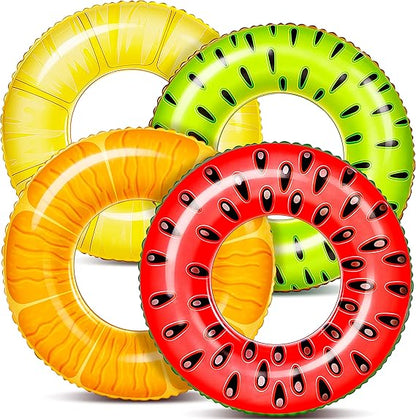Sloosh 4 Pack Inflatable Pool Floats, Pool Tube Rings, Swim Tubes, Floaties Toys, Beach Swimming Party Toys for Kids and Adults Nirvana Guru