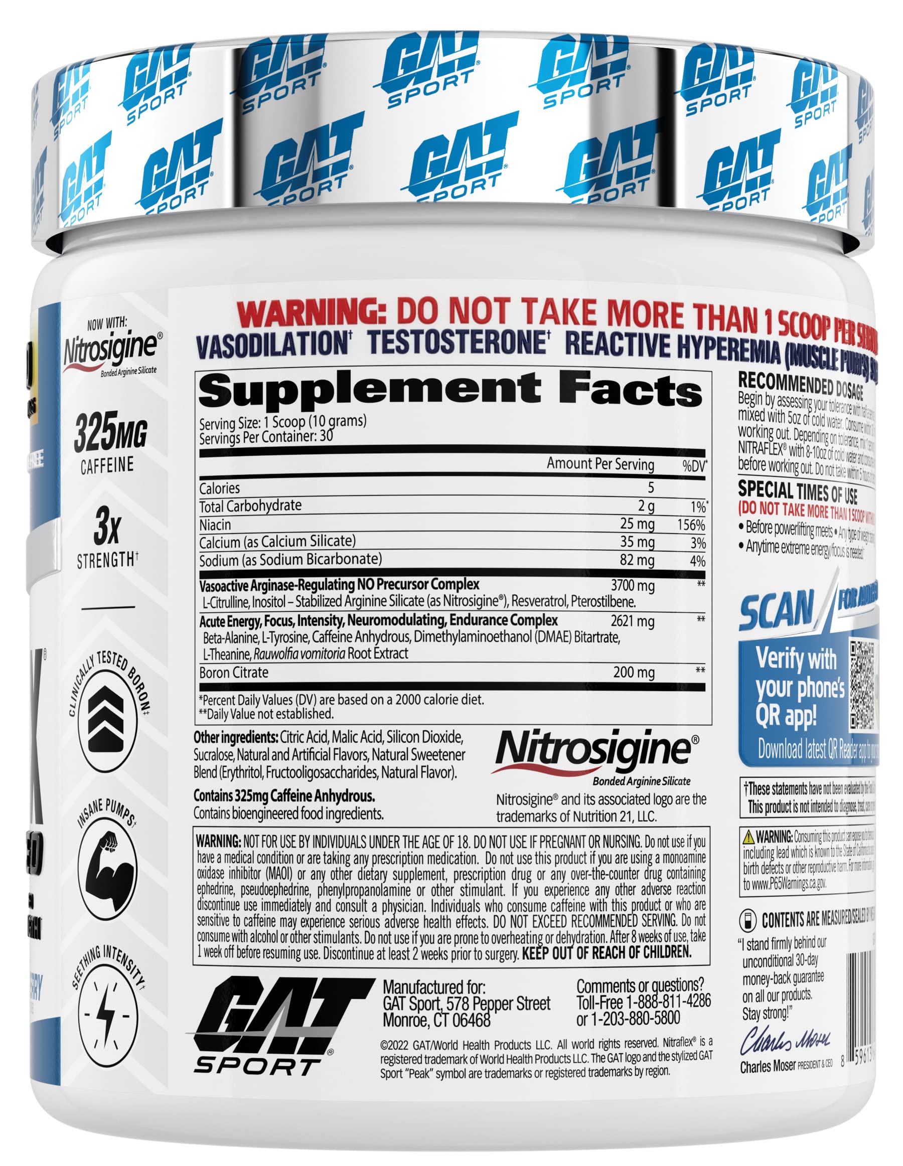 GAT SPORT Nitraflex Advanced Pre-Workout Powder, Increases Blood Flow, Boosts Strength and Energy, Improves Exercise Performance, (Blue Raspberry, 30 Servings) Nirvana Guru