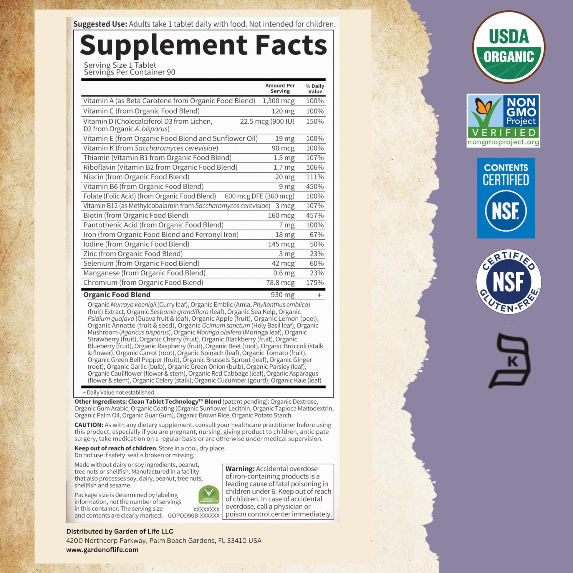 Garden of Life Organics Prenatal Vitamins - 90 Tablets, Prenatal Once Daily Whole Food Vitamins for Women with Folate not Folic Acid, Vitamin D3, Iron, Vegan One a Day Prenatal Multivitamin - Nirvana Guru