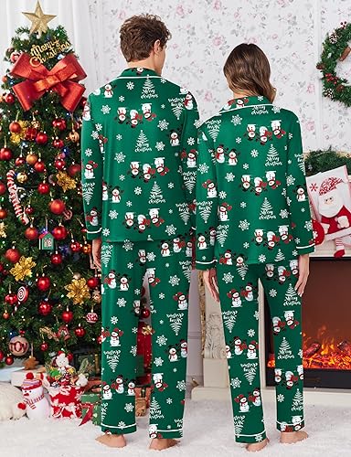 Ekouaer Christmas Family Matching Pajamas Long Sleeve Button Down Pj Set Festival Party Sleepwear nirvanaguru