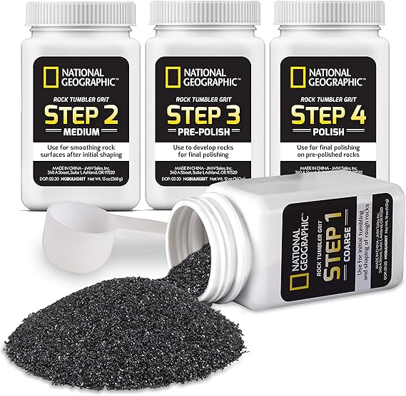 National Geographic Rock Tumbler Grit and Polish Refill Kit - Tumbling Grit Media, Polish Up to 20 lbs. of Rocks, Works with Any Rock Polisher, Rock Tumbler Supplies nirvanaguru