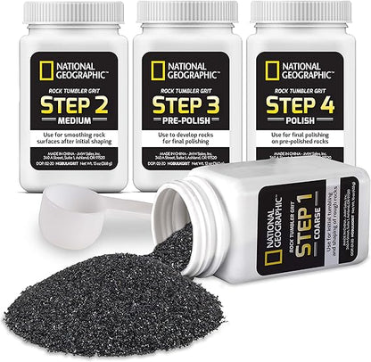 National Geographic Rock Tumbler Grit and Polish Refill Kit - Tumbling Grit Media, Polish Up to 20 lbs. of Rocks, Works with Any Rock Polisher, Rock Tumbler Supplies nirvanaguru