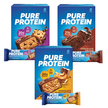 Pure Protein Bars, High Protein, Nutritious Snacks to Support Energy, Low Sugar, Gluten Free, Chocolate Deluxe, 1.76 oz., 12 Count(Pack of 1) (Packaging may vary)