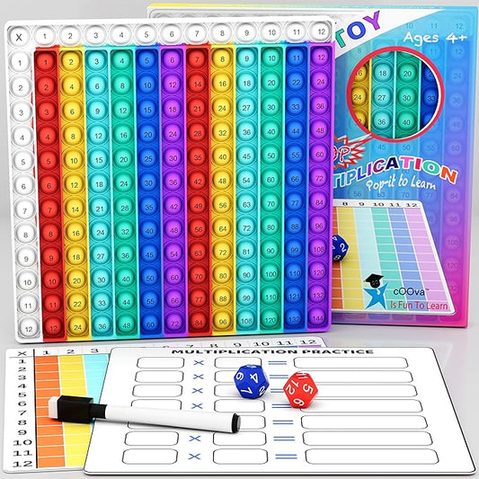 Multiplication Chart Pop It - Multiplication Game Board, 12x12 Times Table Math Game Board for Kids Learning, Educational Multiplication Machine Toy nirvanaguru