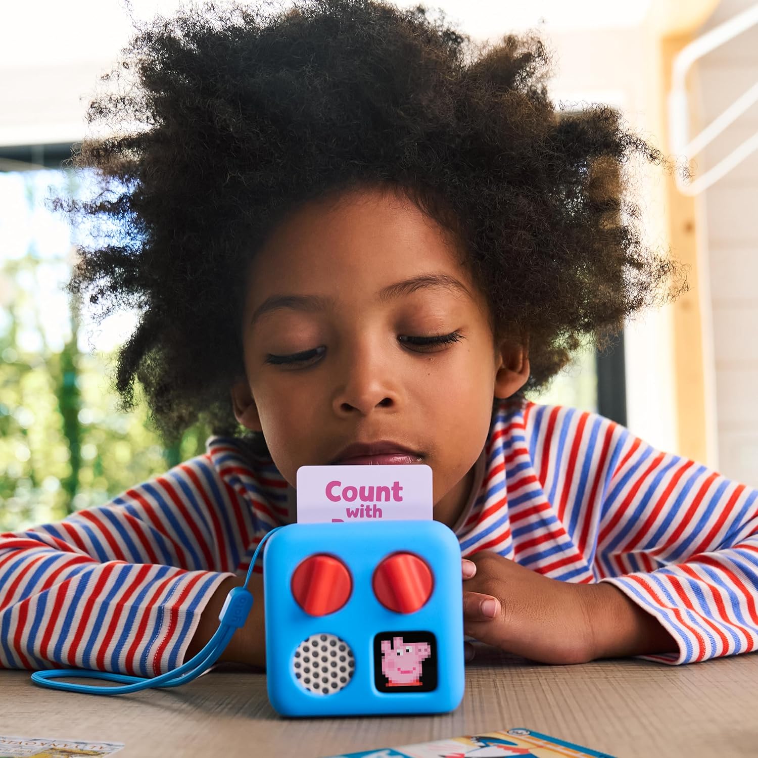 Yoto Mini (2024 Edition) + Make Your Own Card – Kids Screen-Free Bluetooth Audio Player, All-in-1 Travel Device Plays Stories Music Podcast Radio Ok-to-Wake Clock, Use as Speaker or with Headphones Nirvana Guru