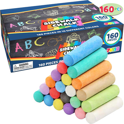160 PCS Sidewalk Chalks Set Non-Toxic Washable Jumbo Chalk for Outdoor Art Play, Painting on Chalkboard, Blackboard and Playground Nirvana Guru