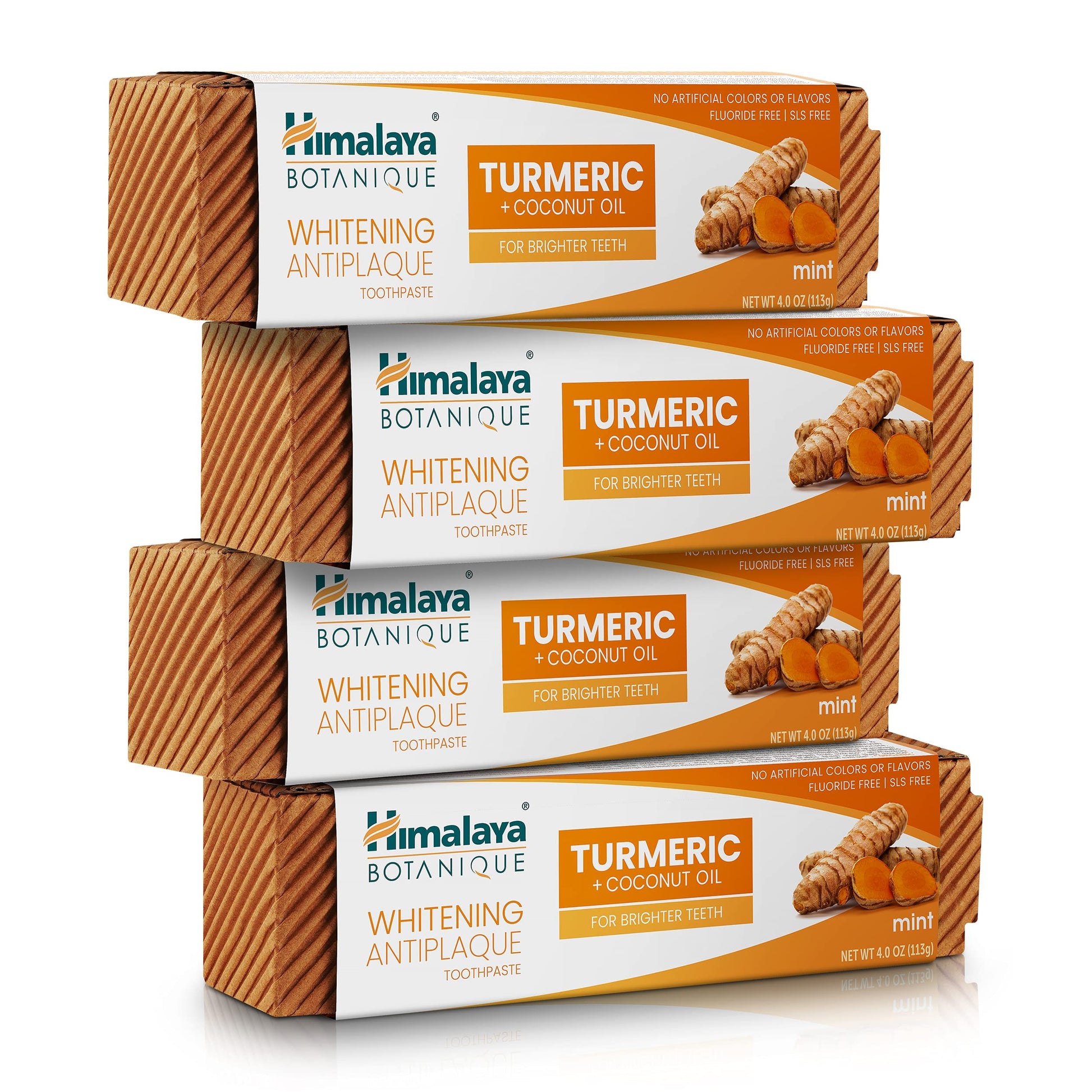 Himalaya Botanique Turmeric & Coconut Oil Whitening Antiplaque Herbal Toothpaste, Whitens Teeth, Fluoride Free, No Artificial Flavors, SLS Free, Vegan, Cruelty Free, Foaming, Mint Flavor, 4 Oz, 1 Pack - Nirvana Guru