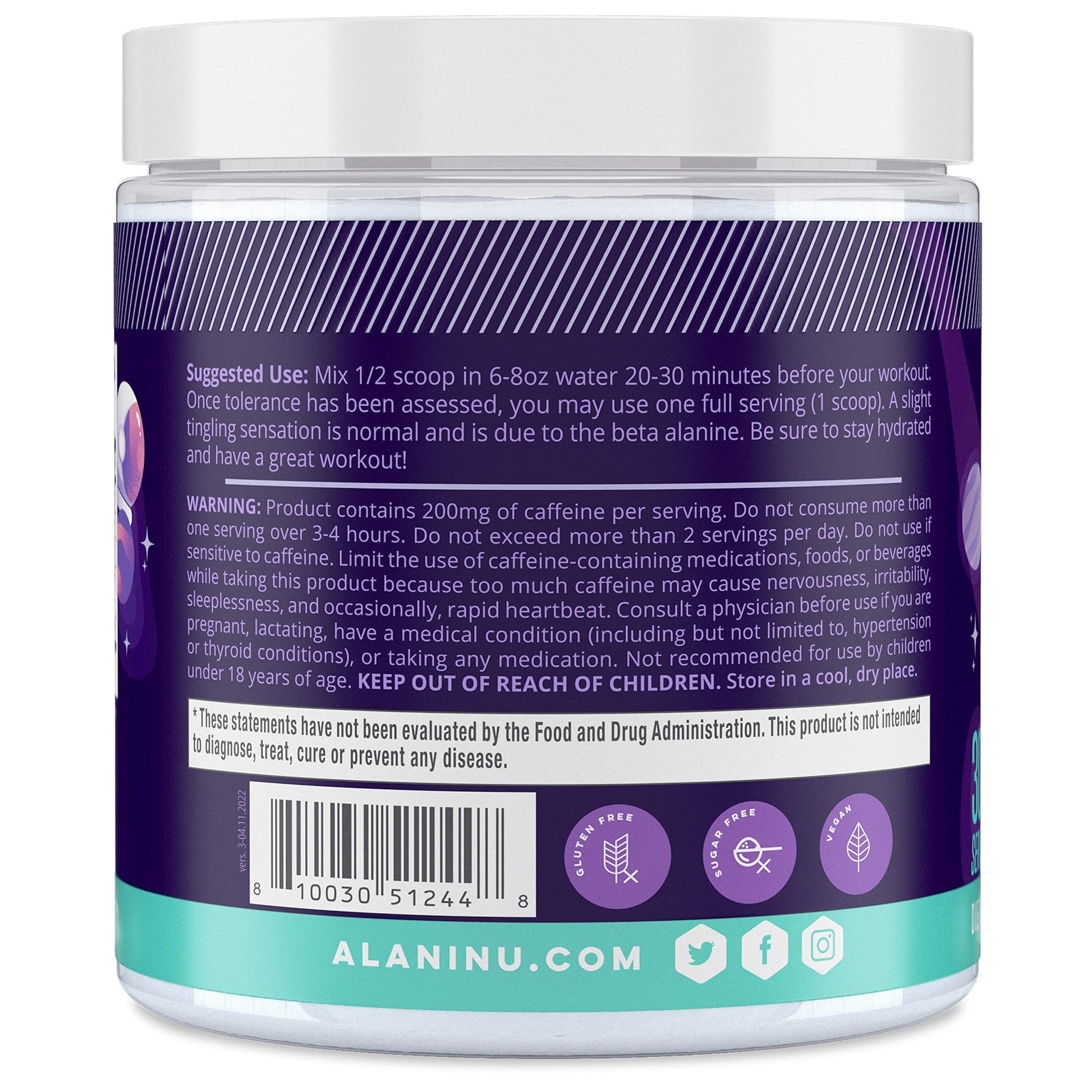 Alani Nu Pre Workout Powder Hawaiian Shaved ICE, Amino Energy Boost, Endurance Supplement, Sugar Free, 200mg Caffeine, L-Theanine, Beta-Alanine, L-Citrulline, 30 Servings Nirvana Guru