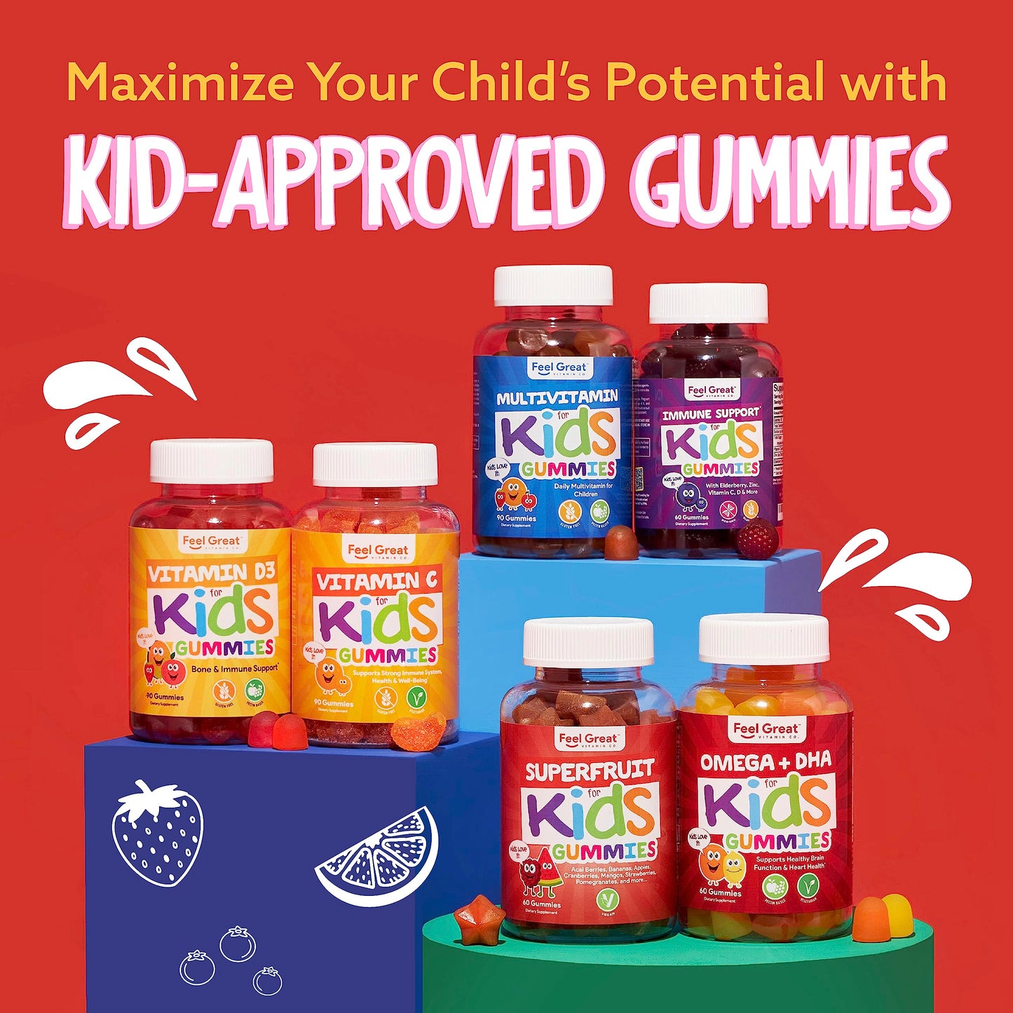 Feel Great Vitamin Co. Complete DHA Gummies for Kids | with Omega 3 6 9 + DHA, Vitamin C | Supports Healthy Brain Function, Vision & Heart Health | Gluten Free, Vegetarian | 60 Gummies Nirvana Guru
