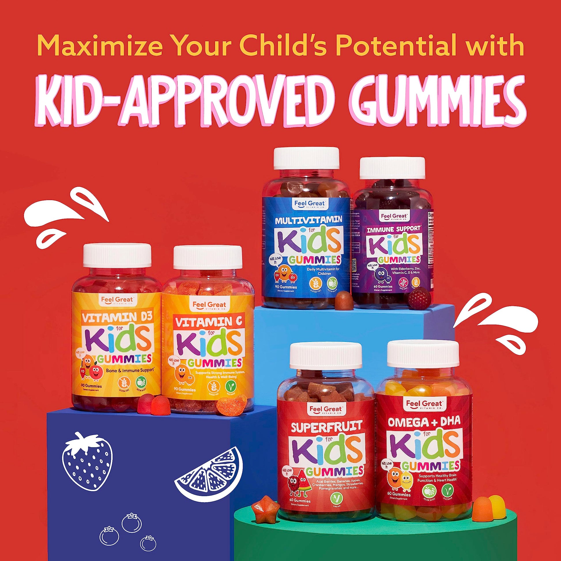 Feel Great Vitamin Co. Complete DHA Gummies for Kids | with Omega 3 6 9 + DHA, Vitamin C | Supports Healthy Brain Function, Vision & Heart Health | Gluten Free, Vegetarian | 60 Gummies Nirvana Guru