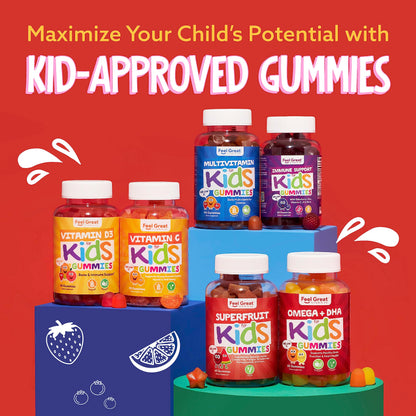 Feel Great Vitamin Co. Complete DHA Gummies for Kids | with Omega 3 6 9 + DHA, Vitamin C | Supports Healthy Brain Function, Vision & Heart Health | Gluten Free, Vegetarian | 60 Gummies Nirvana Guru