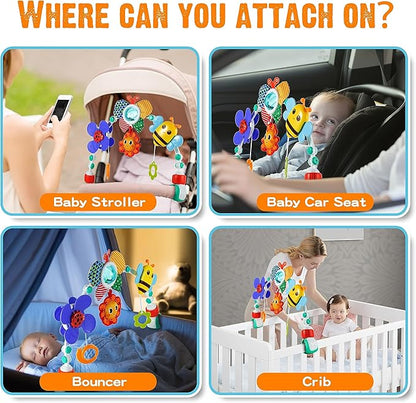 Adjustable Arch Bassinet Toys for Infant & Toddlers, Stroller Arch, Baby Crib Toys with Fascinating Hanging for Stimulating Baby’s Senses and Developing Motor Skills nirvanaguru