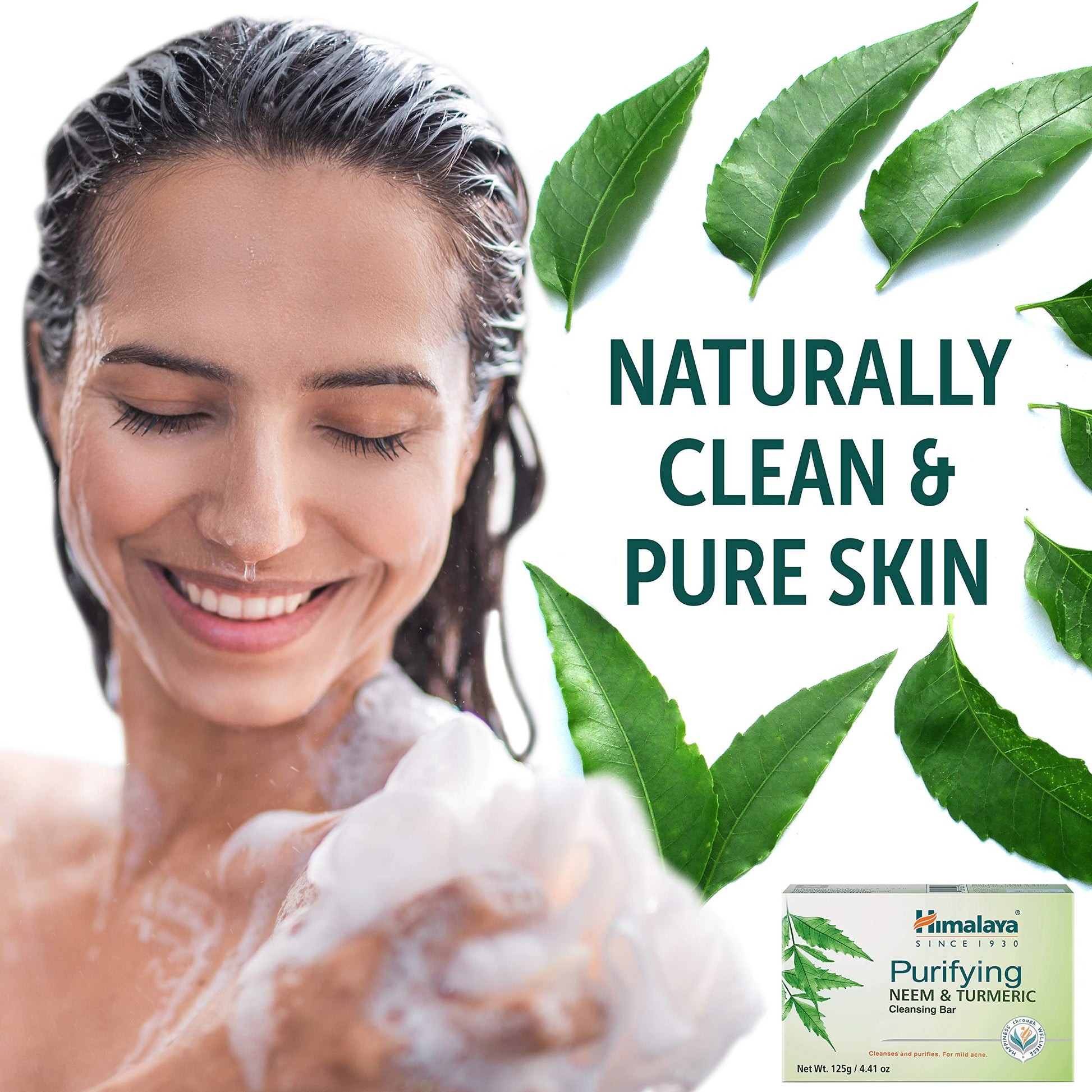 Himalaya Purifying Neem & Turmeric Cleansing Bar for Clean and Healthy Looking Skin, Free from Parabens, SLS and Phthalates, Gluten Free, Vegan, 125 g (4.41 oz), 6 Pack - Nirvana Guru