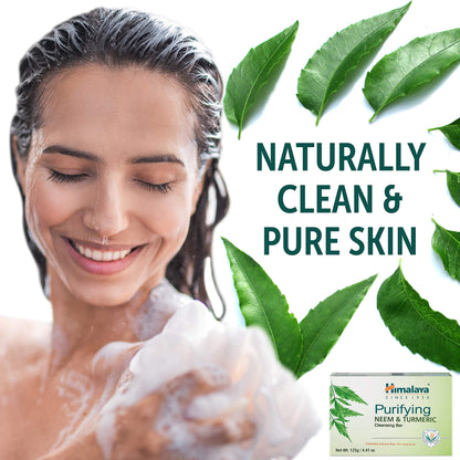 Himalaya Purifying Neem & Turmeric Cleansing Bar for Clean and Healthy Looking Skin, Free from Parabens, SLS and Phthalates, Gluten Free, Vegan, 125 g (4.41 oz), 6 Pack - Nirvana Guru