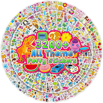 3200+ Stickers for Kids, 3D Puffy Sticker, 64 Different Sheets, Cute Animals Stickers for Boys Girls Teachers, Classroom Reward, Craft Scrapbooking, Party Gift nirvanaguru
