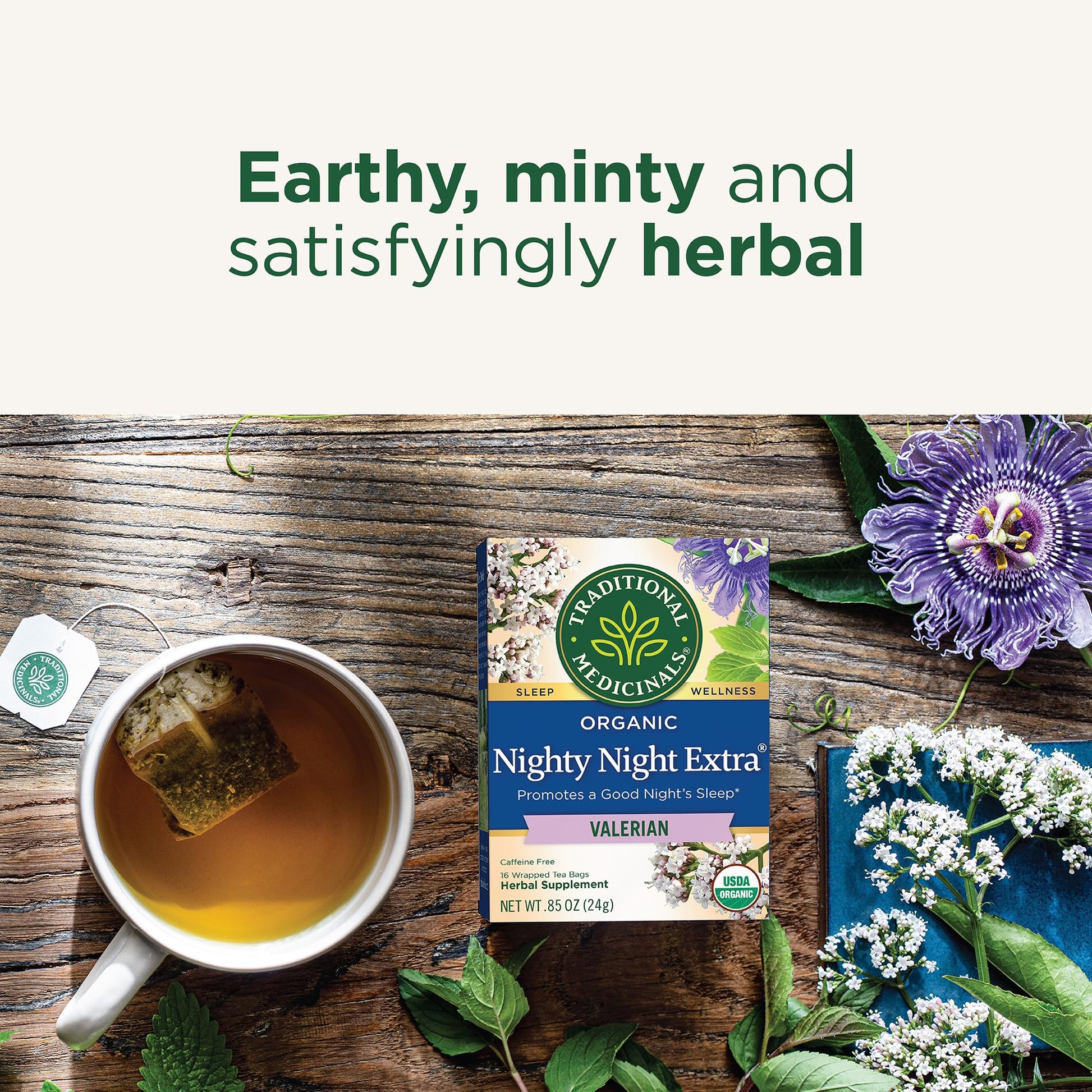 Traditional Medicinals Organic Nighty Night Extra Tea With Valerian Root for Relaxation, 16 Tea Bags (Pack of 1) - Nirvana Guru