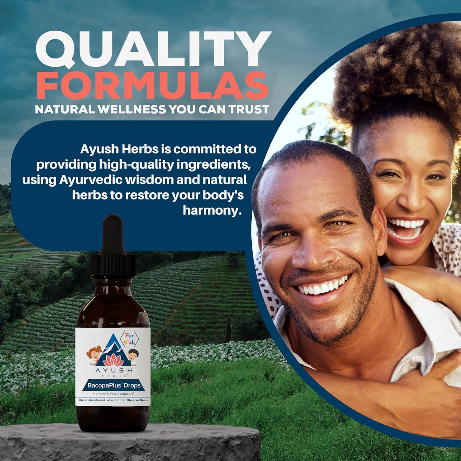 Ayush Herbs BacopaPlus Drops for Kids - Kids Focus and Attention Supplement with Bacopa, Ashwagandha, Ginkgo, Support for Brain & Memory, Organic Ingredients - 2 Fl Oz (80 Servings) Nirvana Guru