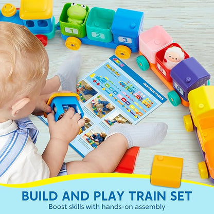 Learning Toy for Toddlers 1 2 3 Years Old, Counting, Matching & Sorting Montessori Learning Farm Train Including 9 Farm Animals and 1 Farmer, Easter Christmas Birthday Gift for Baby Boys Girls Nirvana Guru