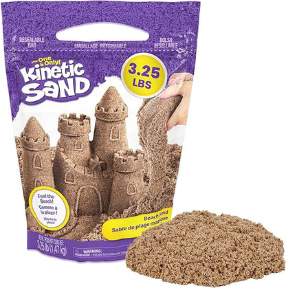Kinetic Sand, 3.25lbs Beach Play Sand, Moldable Sensory Toys for Kids, Resealable Bag (Packaging May Vary), for Ages 3 and up nirvanaguru