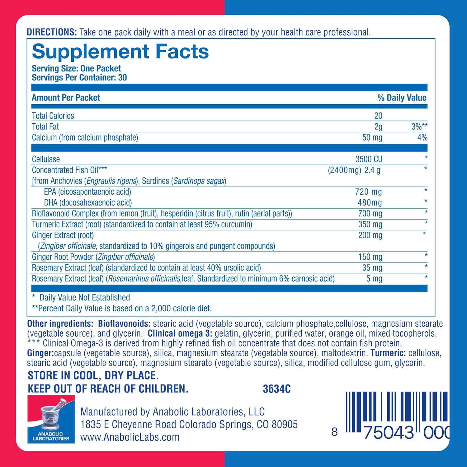 DeFlame Nutrition Pack Supplement - 30 Daily Multivitamin Packs - Omega 3 Fish Oil with EPA and DHA, Rosemary, Bioflavonoids, Ginger, Curcumin Turmeric Supplement Nirvana Guru