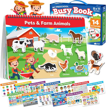 Montessori Preschool Busy Book for Toddlers Ages 3 and Up - Preassembled - Preschool Learning Activities Homeschool Montessori Toys - Gifts for 3 Year Old Boys - 4 Year Old Girl Birthday Gifts Nirvana Guru