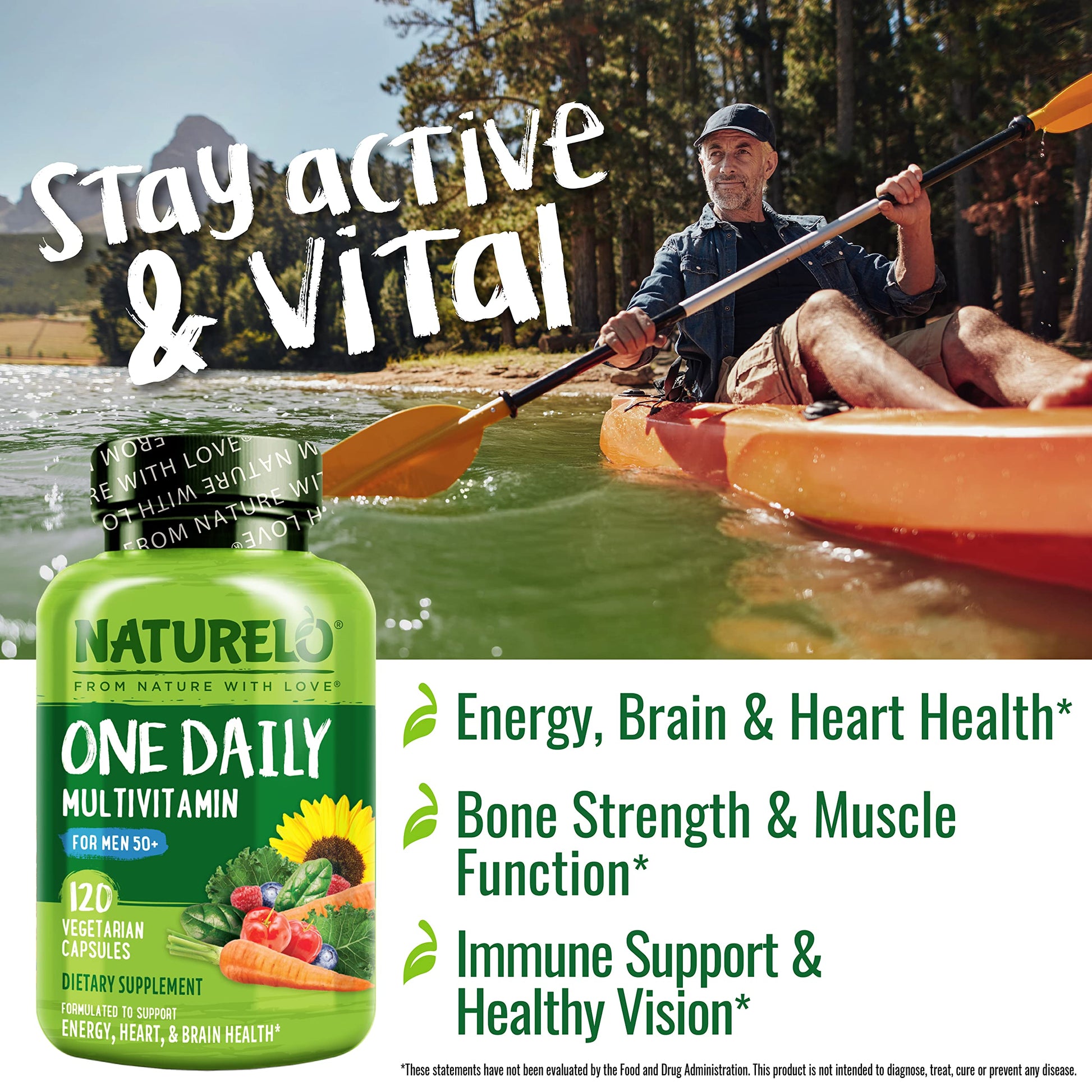 NATURELO Mens Multivitamins for Men 50+ - One Daily Multivitamin for Men with Vitamins, Minerals & Organic Whole Foods, Boost Energy & Health, Non-GMO, 60 Vegetarian Capsules - Nirvana Guru