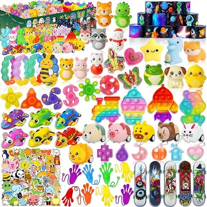 125 Pcs Party Favors Fidget Toys Pack, Randomly Selected Pop Sensory Set Gifts Stickers for Kids Adults Boy Girl Stocking Stuffers Autistic Bulk Goodie Bag Filler Treasure Box Classroom Prizes School nirvanaguru