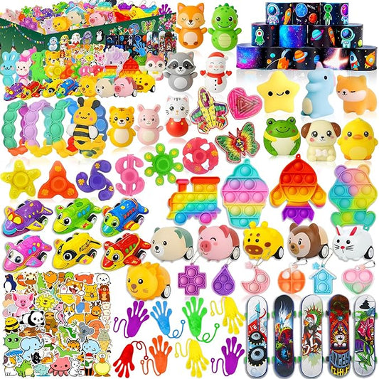 125 Pcs Party Favors Fidget Toys Pack, Randomly Selected Pop Sensory Set Gifts Stickers for Kids Adults Boy Girl Stocking Stuffers Autistic Bulk Goodie Bag Filler Treasure Box Classroom Prizes School nirvanaguru
